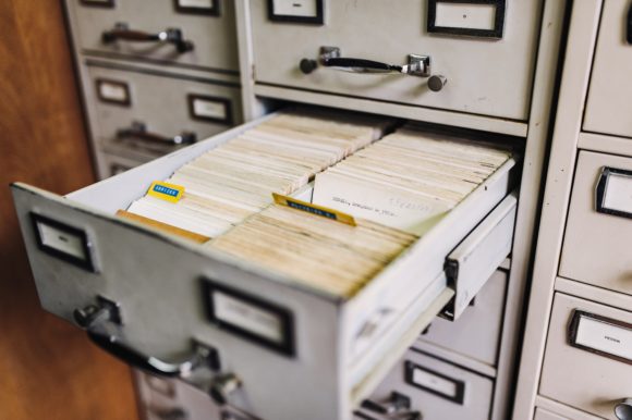 Documents stored in a drawer