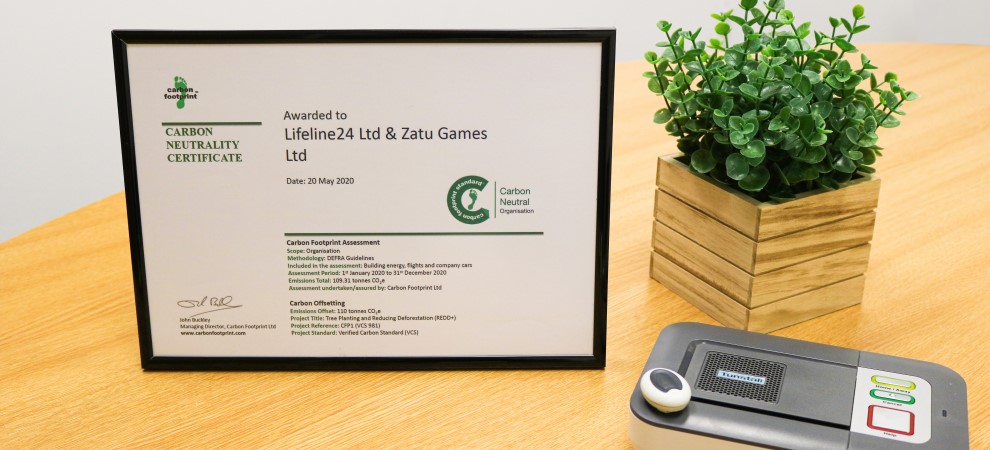 LifeConnect24 carbon neutral certificate
